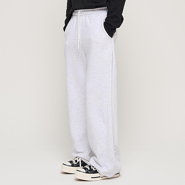 SIDE PINTUCK STANDARD SEMI-WIDE STRING PANTS (RIGHT GRAY)