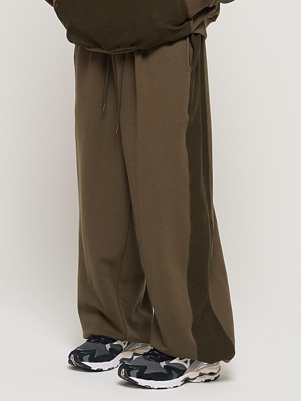 Y2K STYLE BASIC OVERSIZED SWEAT PANTS (KHAKI)