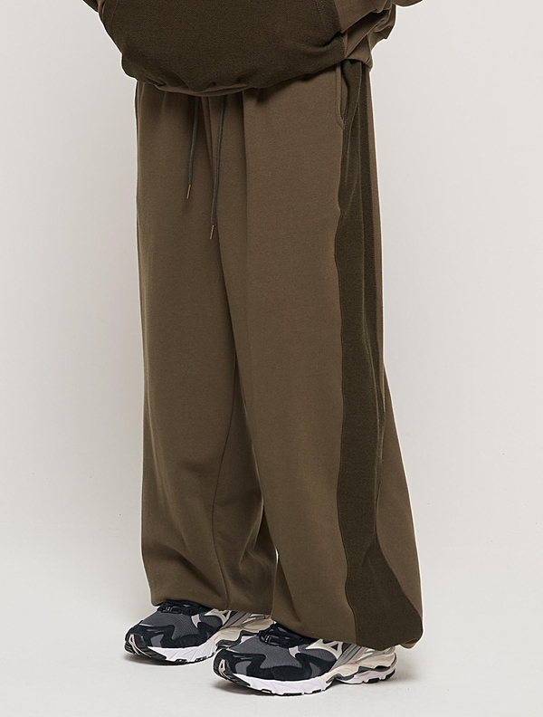 Y2K STYLE BASIC OVERSIZED SWEAT PANTS (KHAKI)