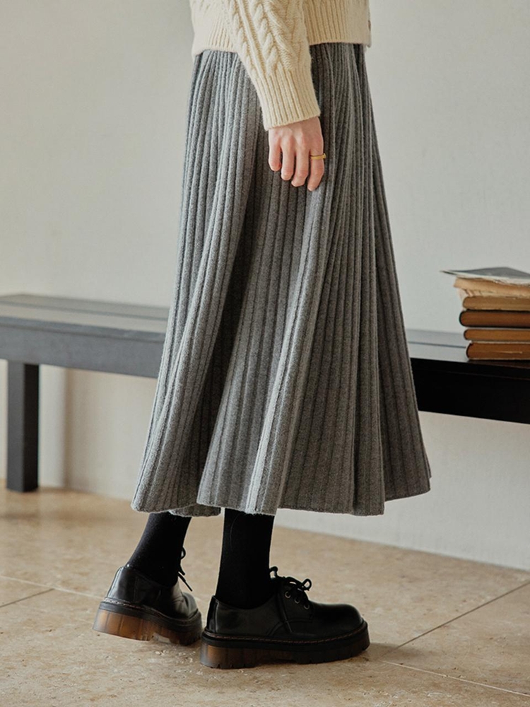 PM_Ribbed wool skirt_GRAY