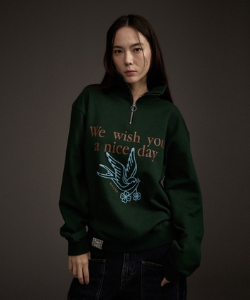 Bluebird Half Zip-up Sweatshirt Green