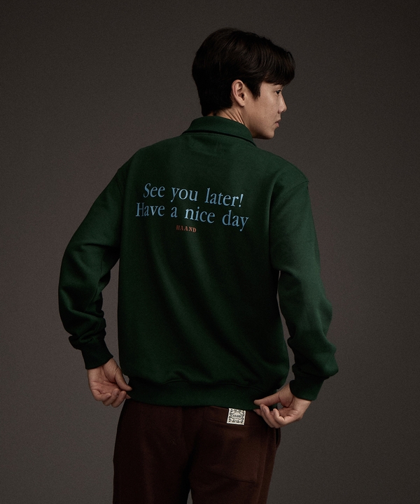 Bluebird Half Zip-up Sweatshirt Green