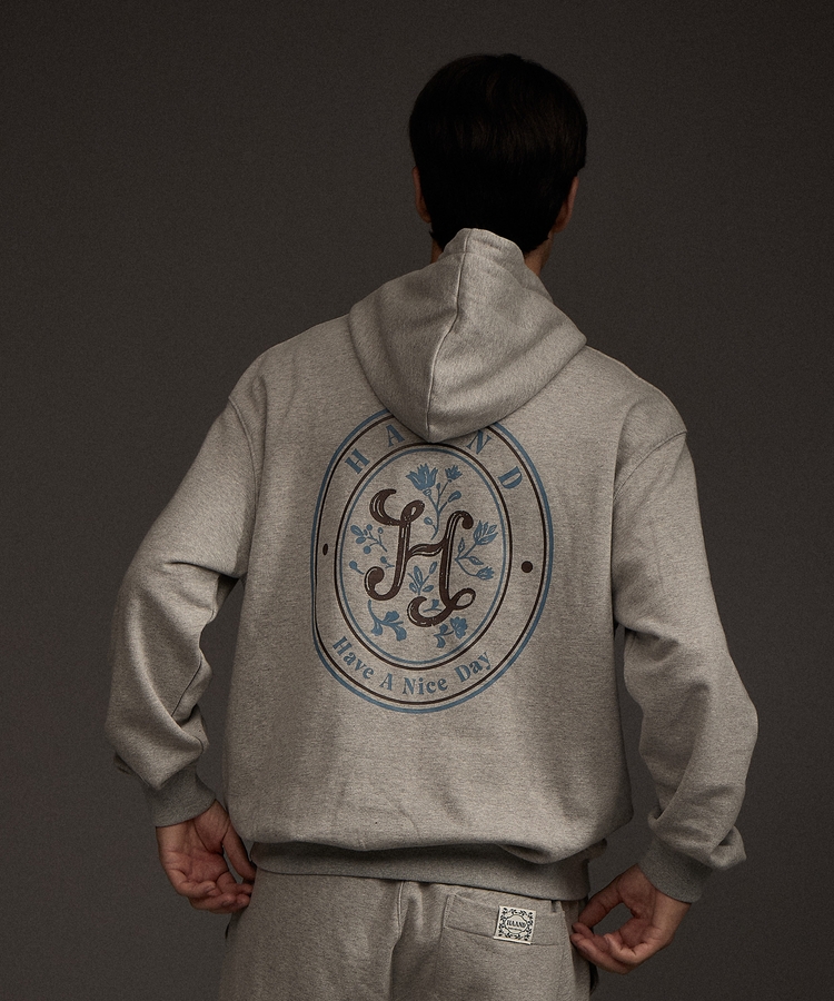 HAAND Logo Graphic Hoodie Grey