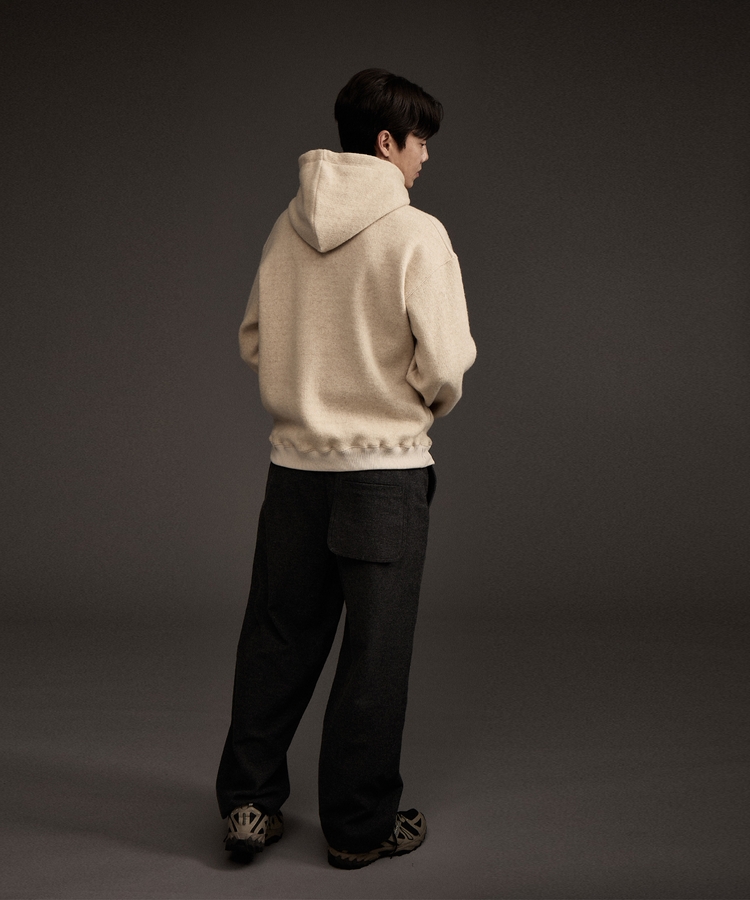 Mohair Wool Cashmere Blended Hoodie Beige