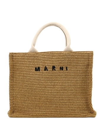 마르니 SS25 Raffia-effect small tote bag SHMP0077U0P3860Z0R42 Beige