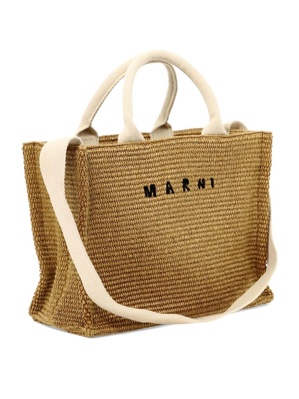 마르니 SS25 Raffia-effect small tote bag SHMP0077U0P3860Z0R42 Beige