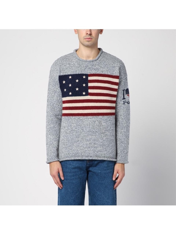 폴로 랄프로렌 FW24 Polo Ralph Lauren Grey wool jumper with flag 710949283001WO Multicolor