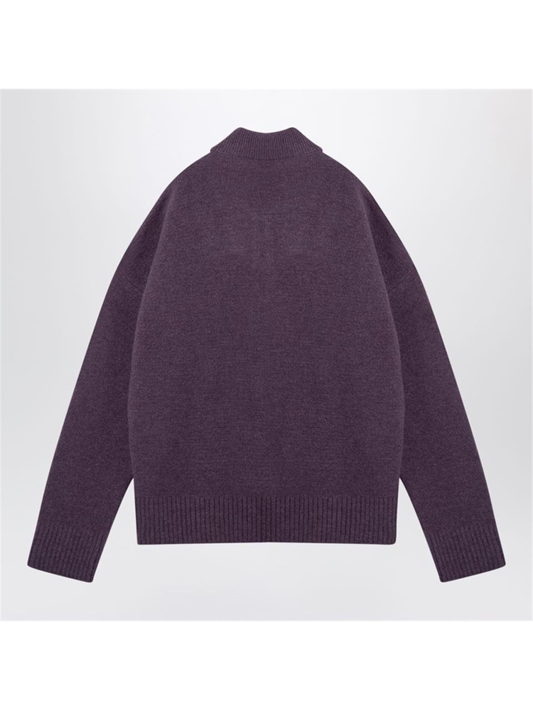 아미 FW24 Ami Paris Lilac Ami De Coeur alpaca polo jumper UPL325KN0032 Purple