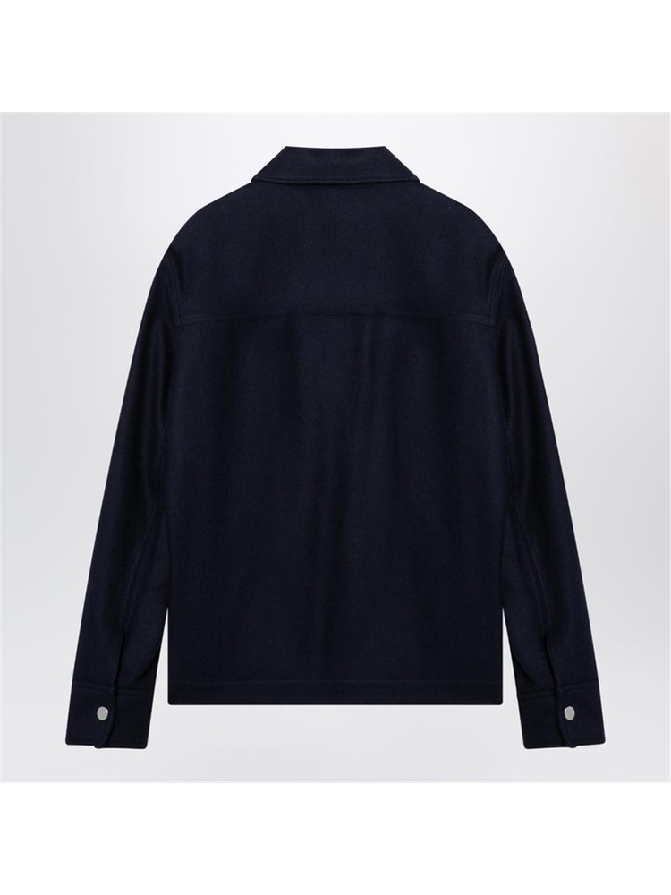 아미 FW24 Ami Paris Navy blue virgin wool shirt UJK262WV0018 Blue