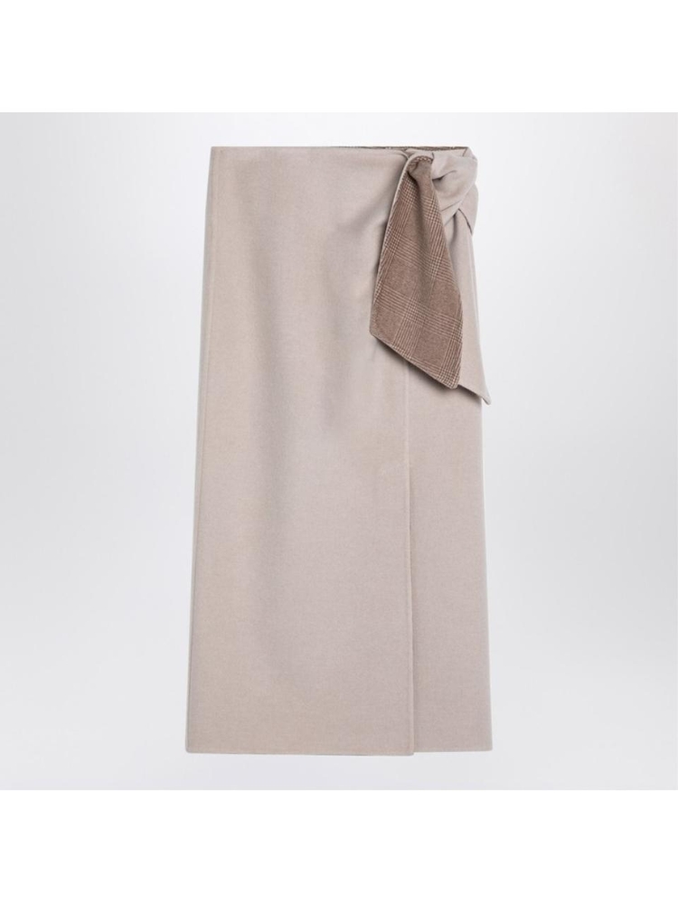 막스마라 FW24 Max Mara Beige wool and cashmere midi skirt ZUPPACO White