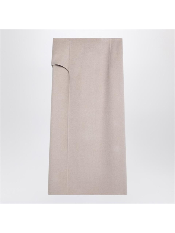 막스마라 FW24 Max Mara Beige wool and cashmere midi skirt ZUPPACO White