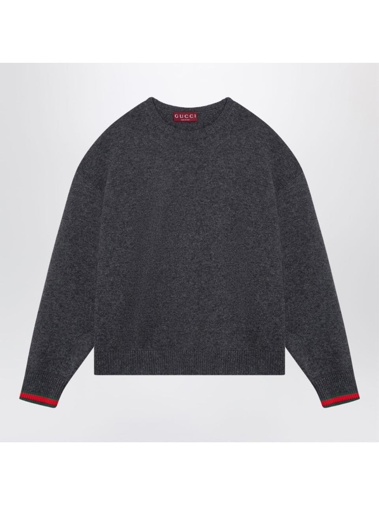 구찌 FW24 GUCCI Dark grey wool and cashmere jumper 810341XKEFL Black