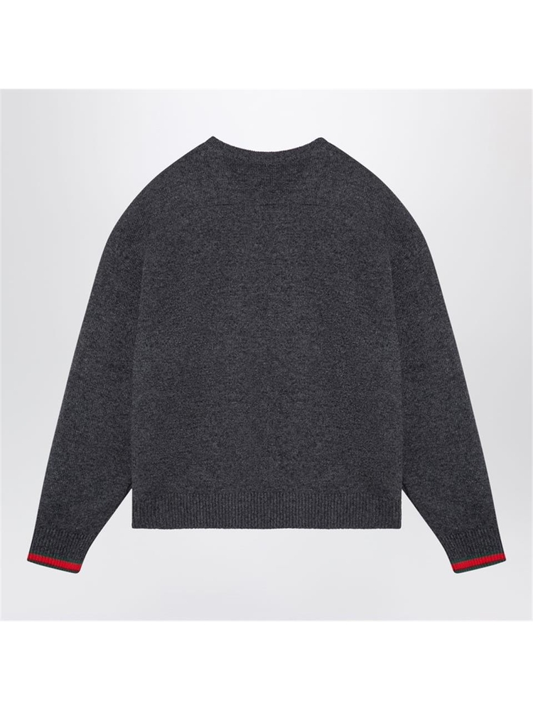 구찌 FW24 GUCCI Dark grey wool and cashmere jumper 810341XKEFL Black