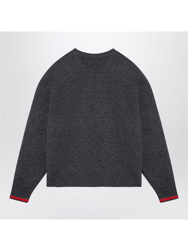 구찌 FW24 GUCCI Dark grey wool and cashmere jumper 810341XKEFL Black