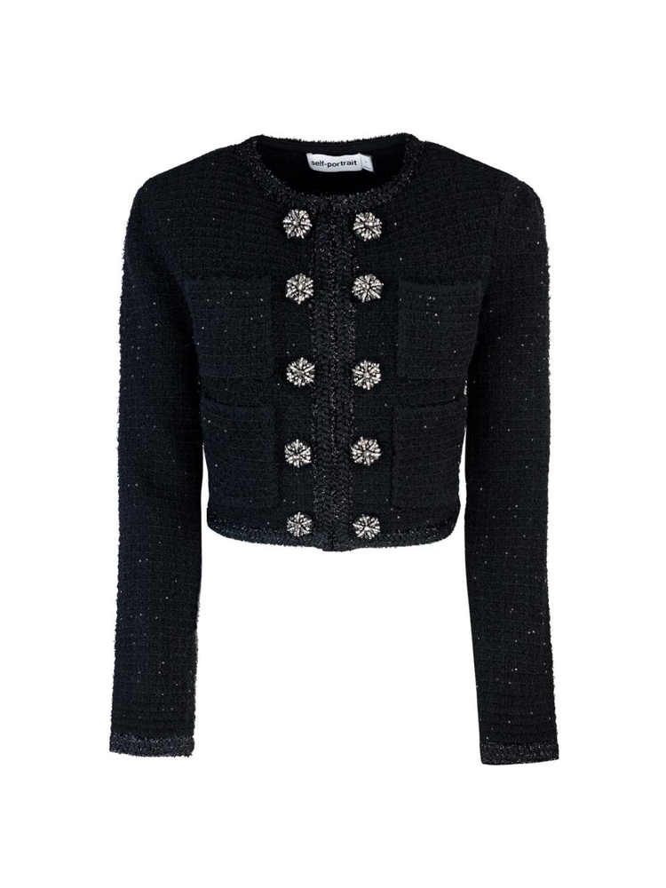  FW24 Textured black knit jacket SC04-007JB Black