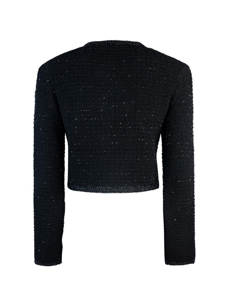  FW24 Textured black knit jacket SC04-007JB Black