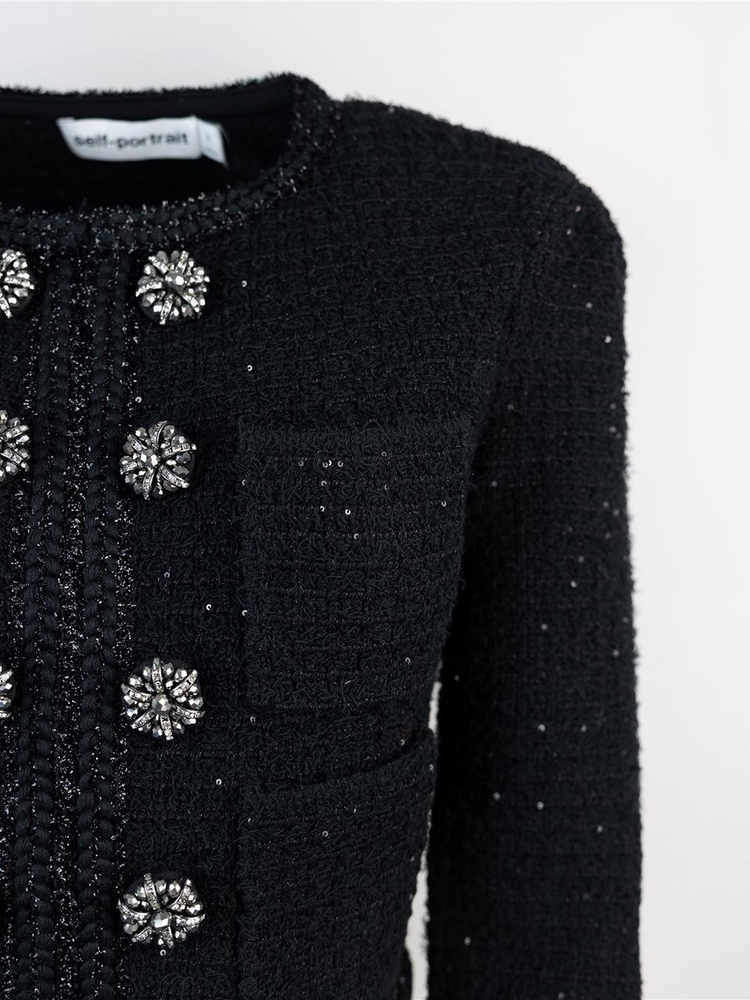  FW24 Textured black knit jacket SC04-007JB Black