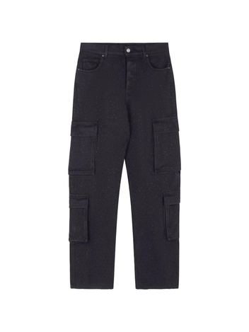 배로우 FW24 Cargo pants with rhinestones F4BWWOPA123110 Black