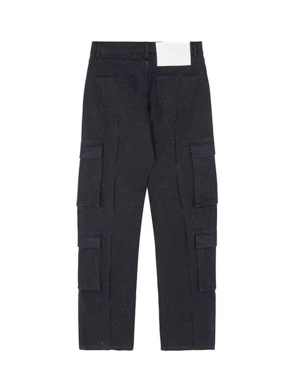 배로우 FW24 Cargo pants with rhinestones F4BWWOPA123110 Black