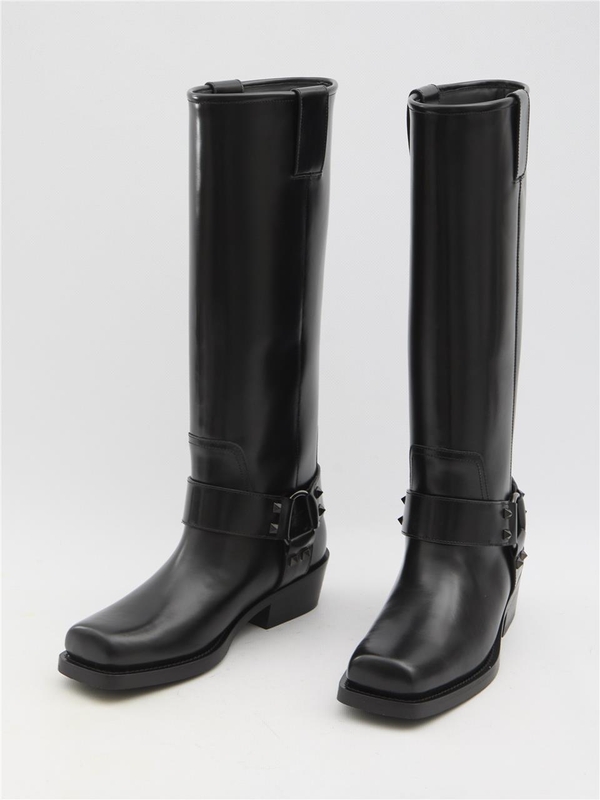 발렌티노 가라바니 FW24 Rockstud Biker boots 5W0S0KV3_NIB_0NO BLACK