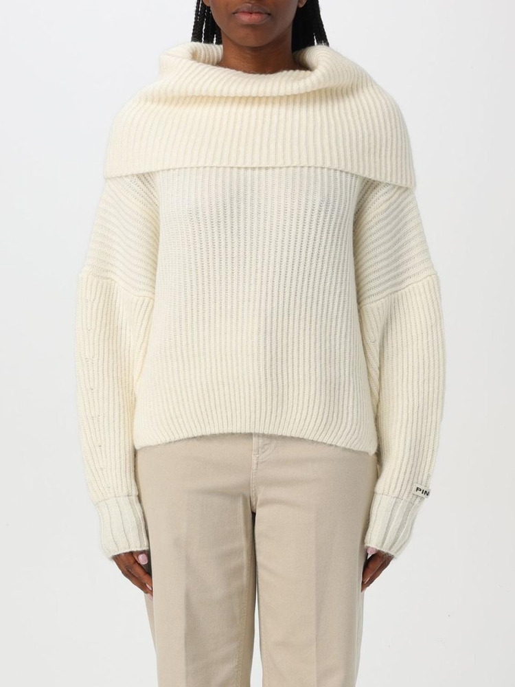 핀코 FW24 Pinko oversized sweater in wool blend 104493A282 Z13 White