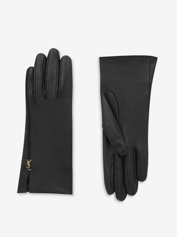 생로랑 FW24 Cassandre Leather Gloves 802648 3YQ52 One Color