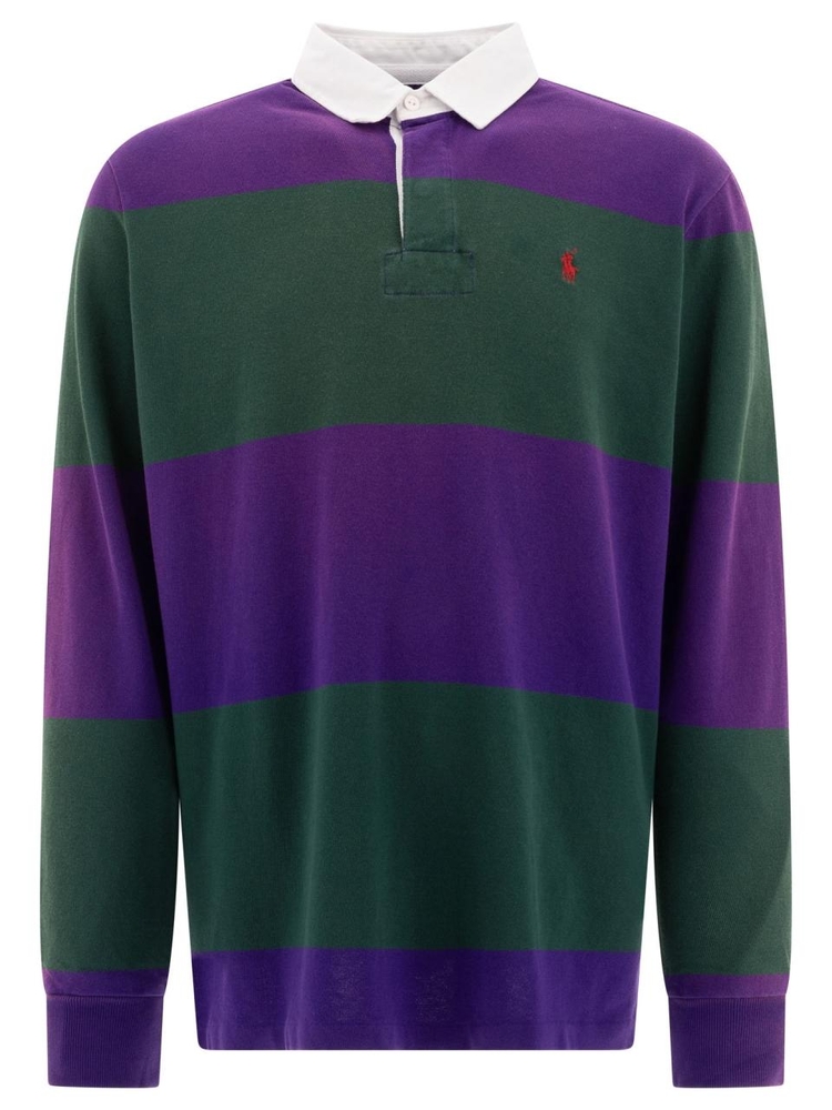 폴로 랄프로렌 FW24 Rugby polo shirt 710941594006MOSS AGATE/CHALET PURPLE Green