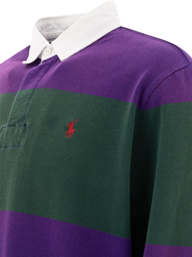 폴로 랄프로렌 FW24 Rugby polo shirt 710941594006MOSS AGATE/CHALET PURPLE Green