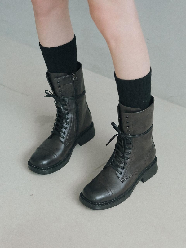 ljh1025 lace-up middle boots _ 2colors