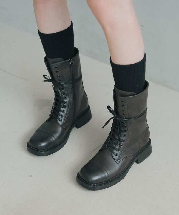 ljh1025 lace-up middle boots _ 2colors