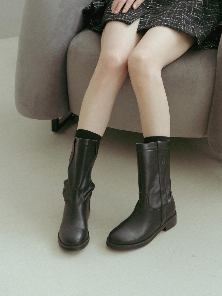 ljh5005 line point middle boots _ 2colors