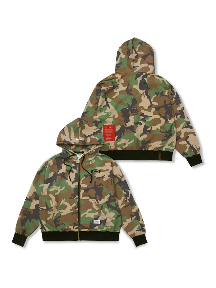 Wind Breaker Oversized Zip-up Hoodie Camouflage