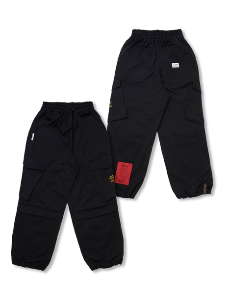 Cargo Twill Wide Jogger Pants Black