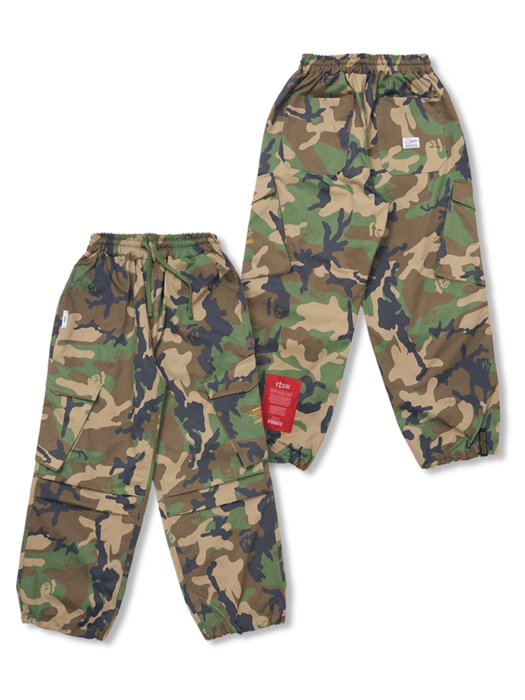 Cargo Twill Wide Jogger Pants Camouflage