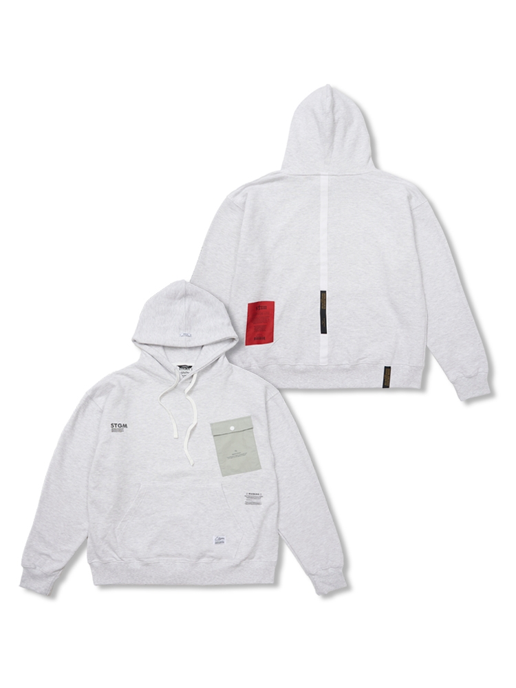 Tech Pocket Oversized Hoodie White Melange