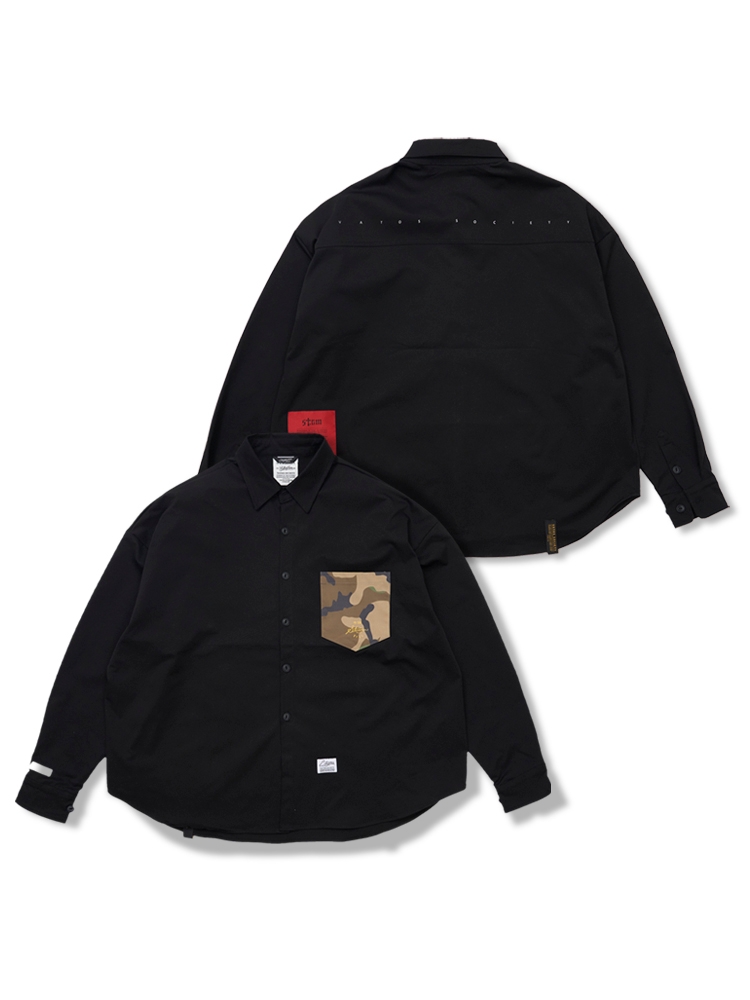 Twill Pocket Oversized Shirts Black