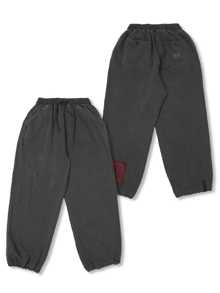 Applique STGM Pigment Washed Wide Jogger Pants Charcoal