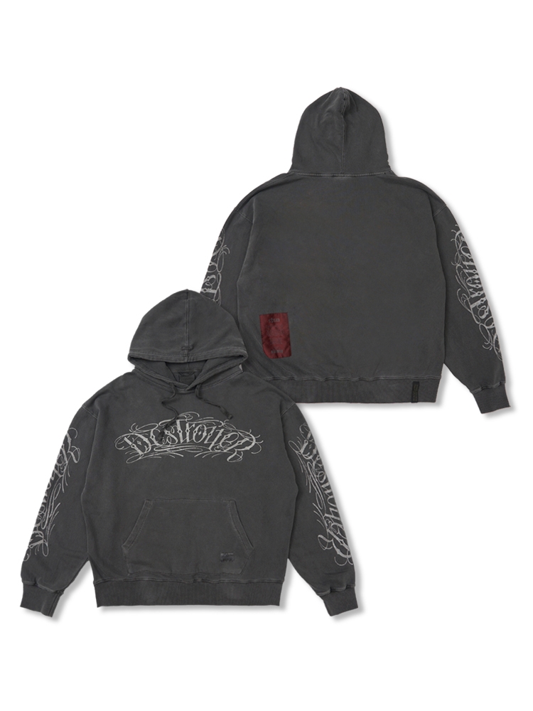 Destroyer Pigment Washed Oversized Hoodie Charcoal