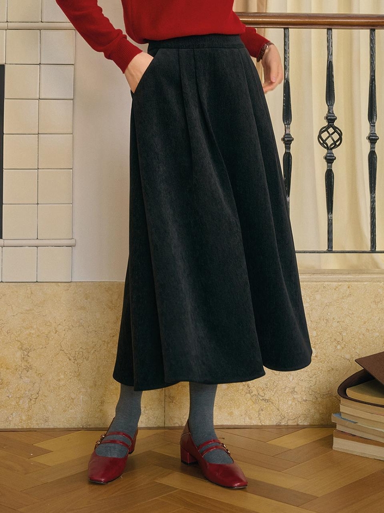 SR_Gentle chenille velvet skirt