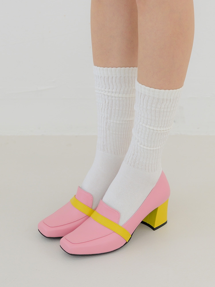 [피페따] Color Block Loafer Heel_6cm / 컬러블록 로퍼힐 5colors