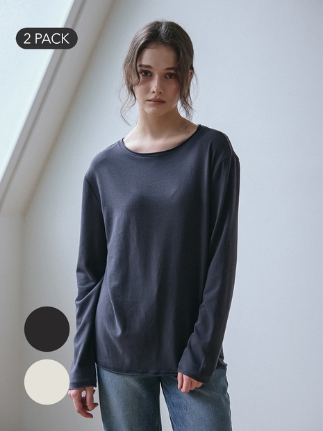 [2PACK] RAW EDGE LONG SLEEVES T-SHIRT_2COLOR