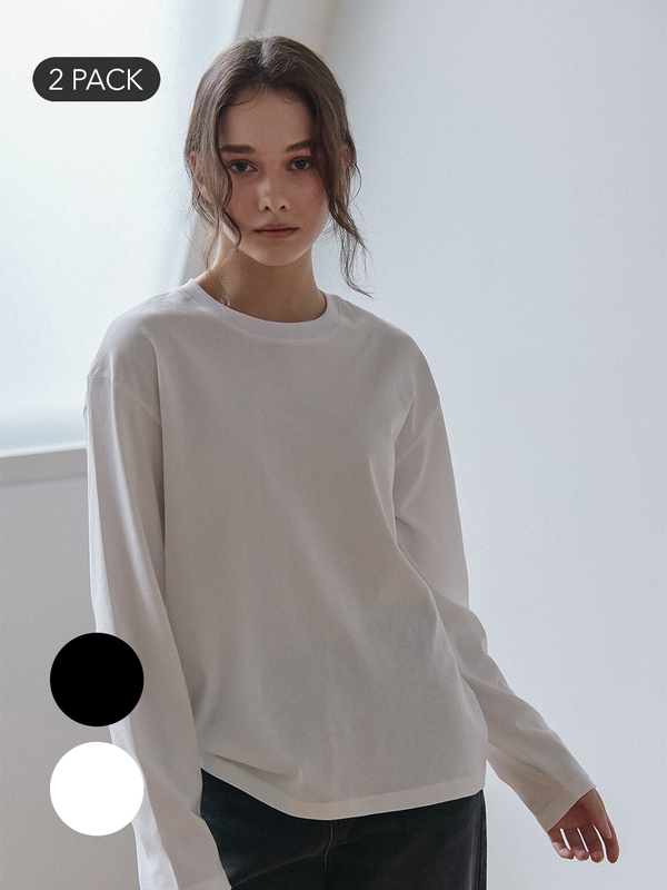 [2PACK] BASIC LONG SLEEVES T-SHIRT_2COLOR