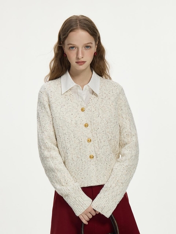 WD_Color dot V-neck cardigan