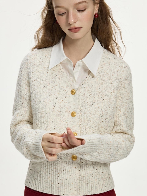 WD_Color dot V-neck cardigan