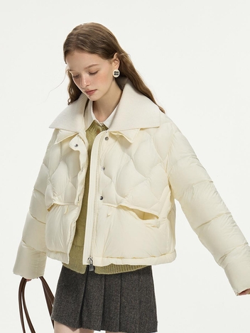 WD_Quilted lapel down jacket_IVORY