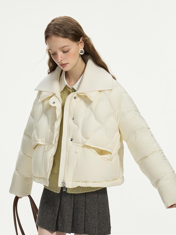 WD_Quilted lapel down jacket_IVORY