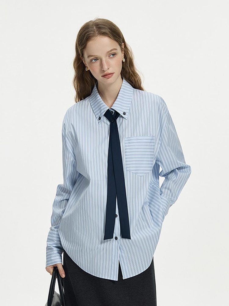 WD_Striped pocket tie set shirt