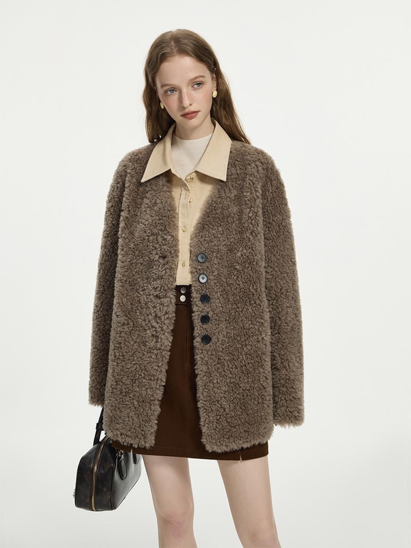 11/20예약배송_WD_Loose V-neck fur jacket_BROWN