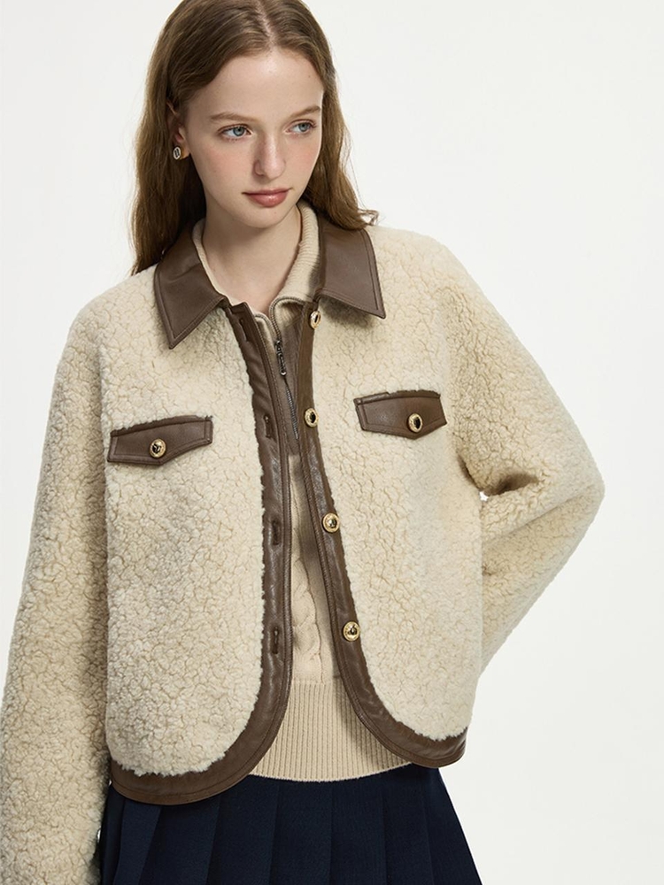 WD_Color lapel imitation fur jacket