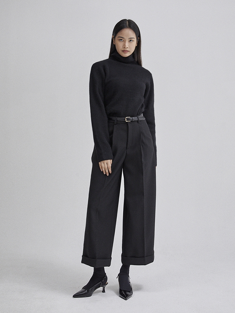 ESSENTIAL WIDE PANTS(BLACK)